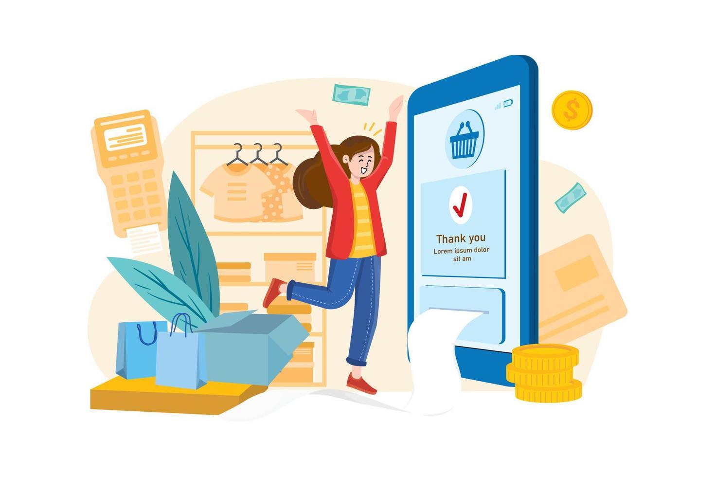 Mobile Payment Flat Illustrations Concept vector