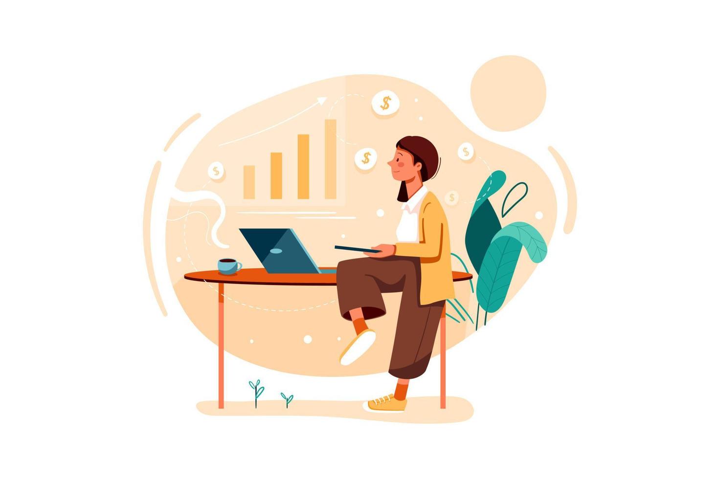 Sales executive analyzing sales growth Illustration vector