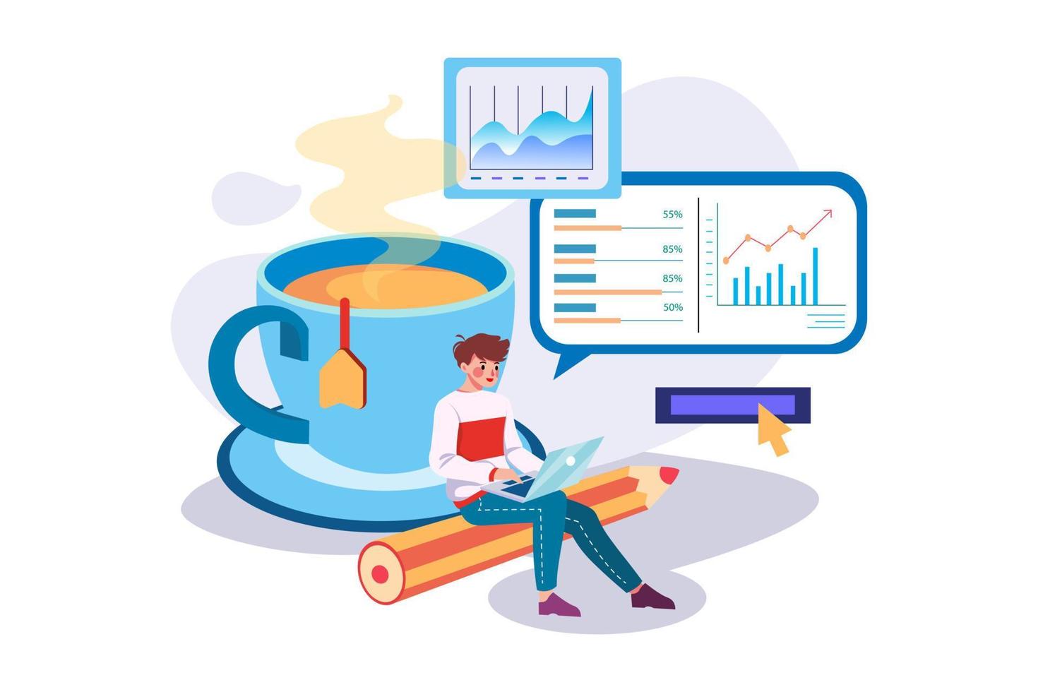 Businessman working on laptop vector