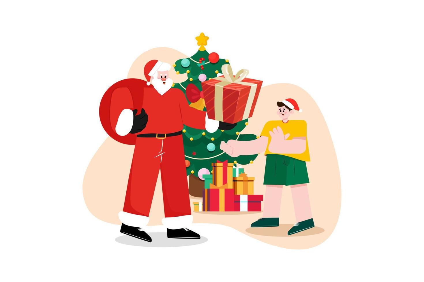 Santa giving Christmas gifts vector