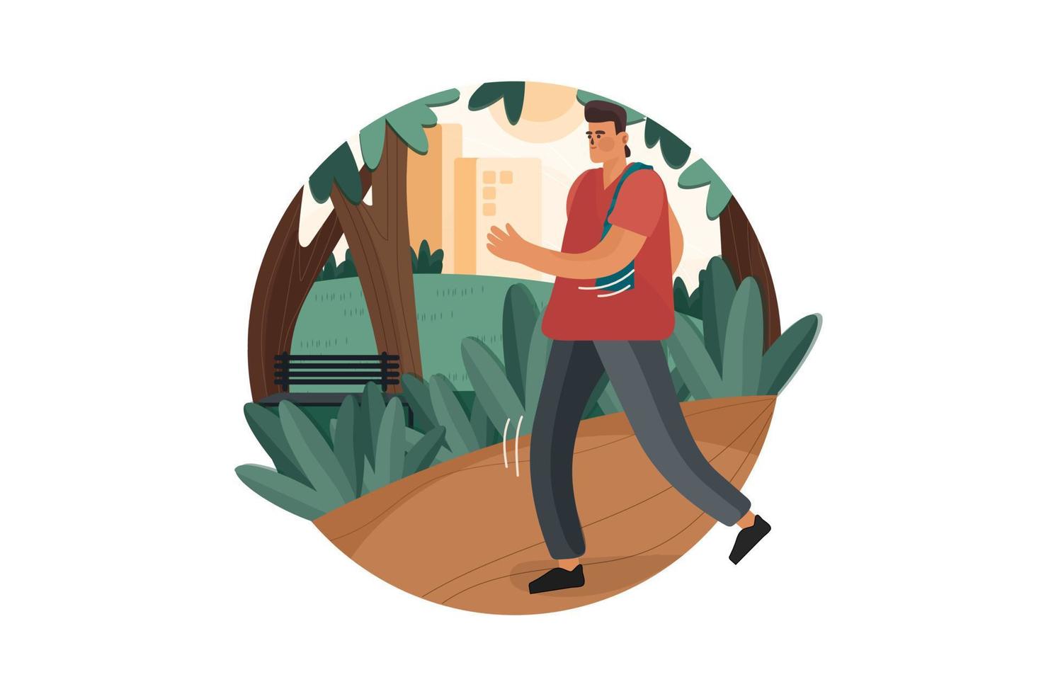 Jogging in the city park Illustration vector