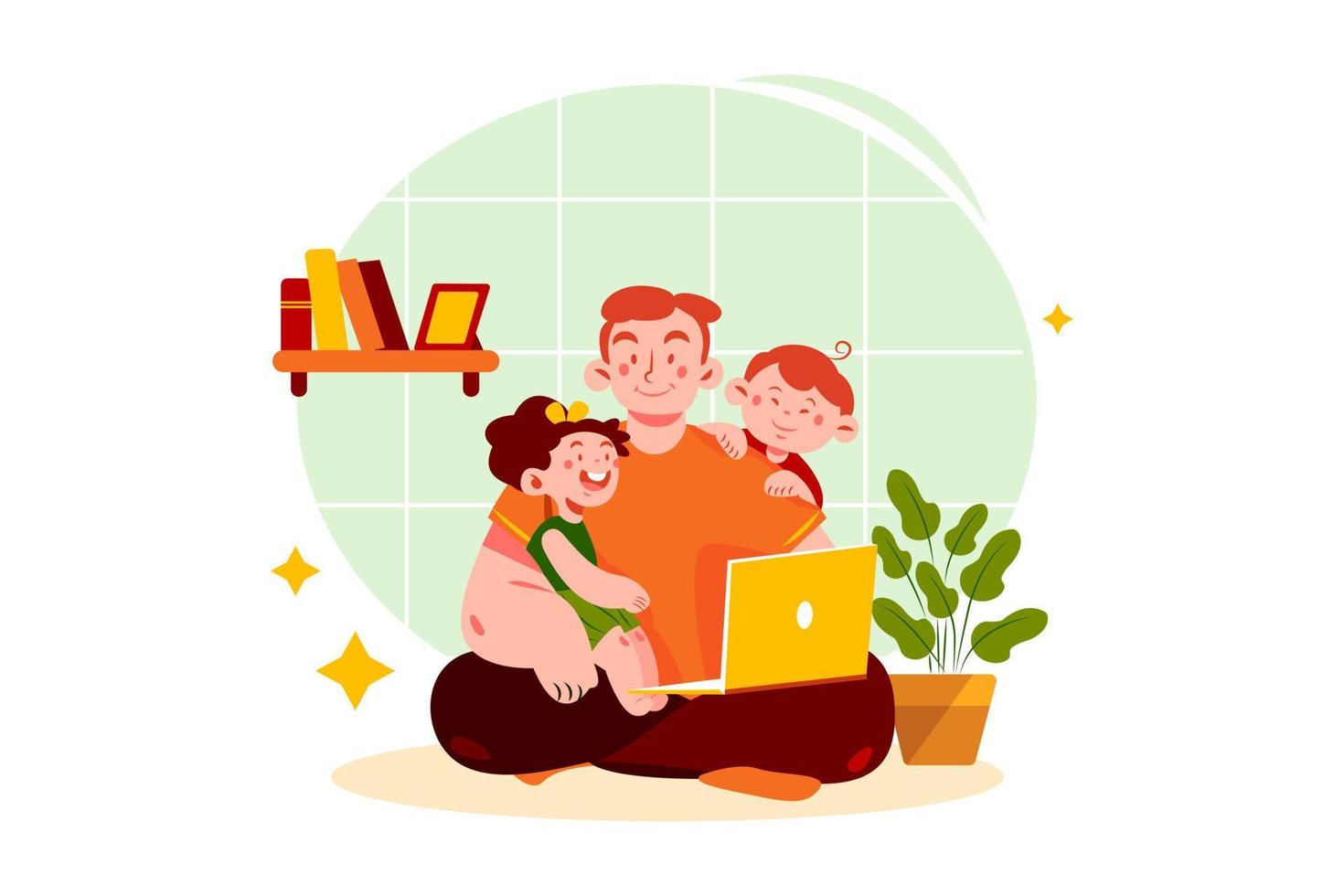Father's Day flat Illustration concept vector
