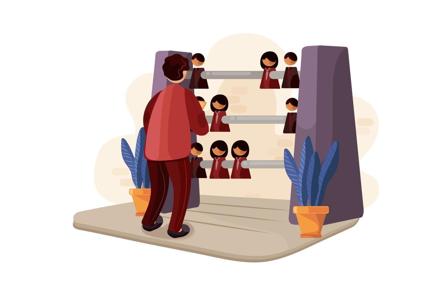 Businessman selecting employee from abacus vector