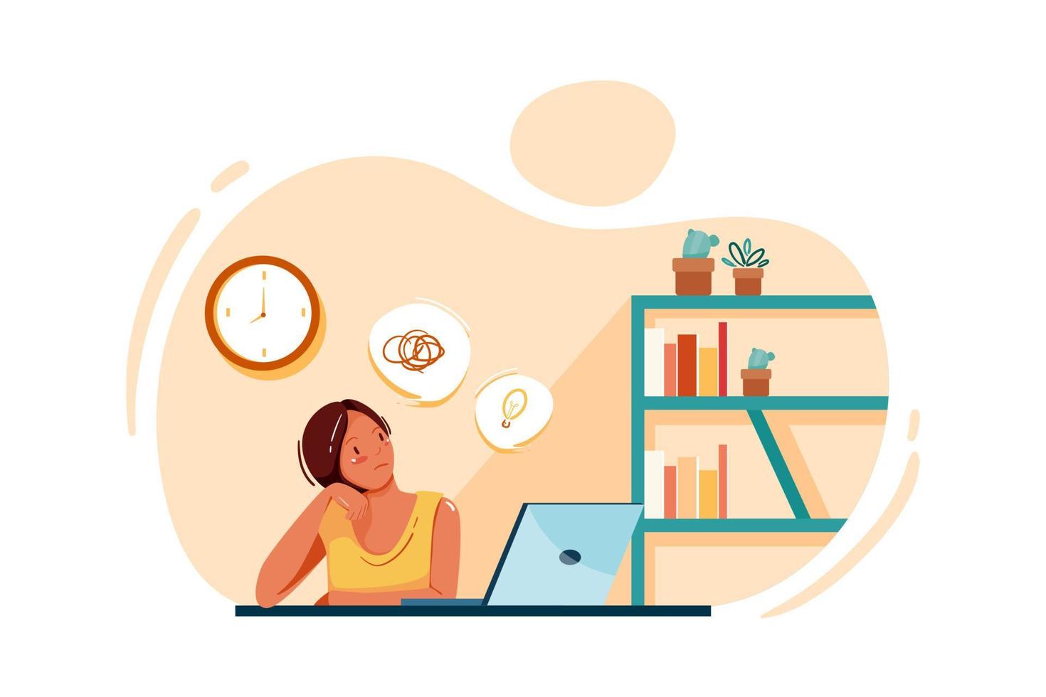 Female worker found solution of problem vector