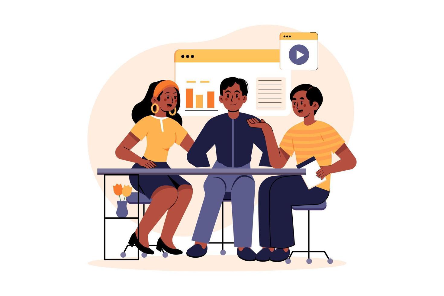 Business Team Doing Planning For Digital Marketing 8517014 Vector Art