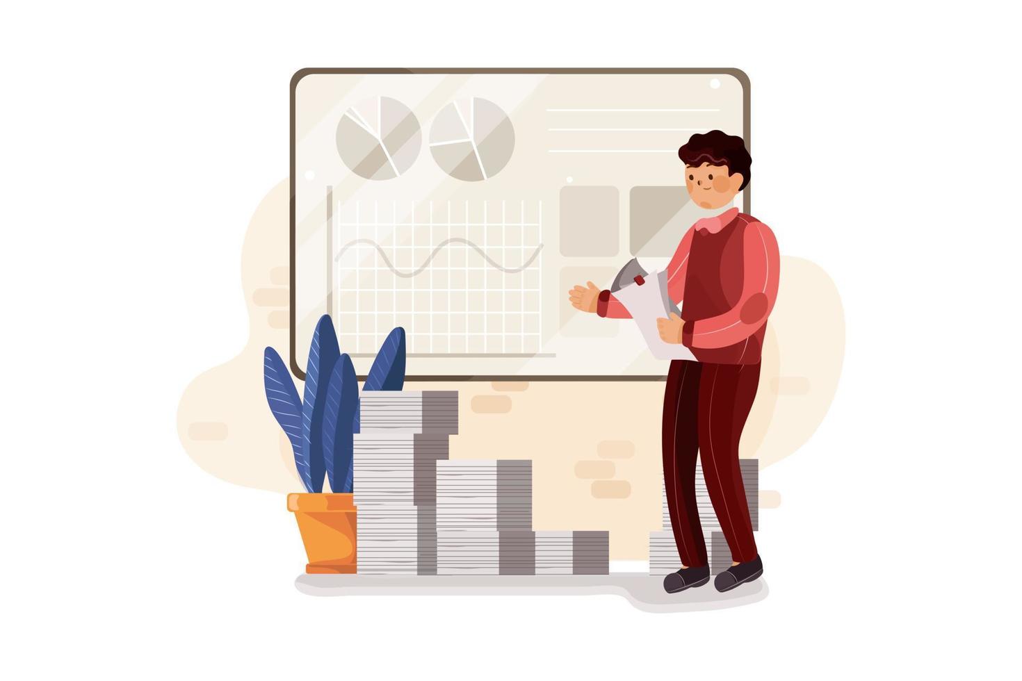 Businessman doing sales analytics vector