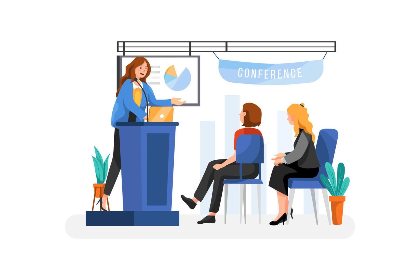 Business Conference flat Illustration concept vector