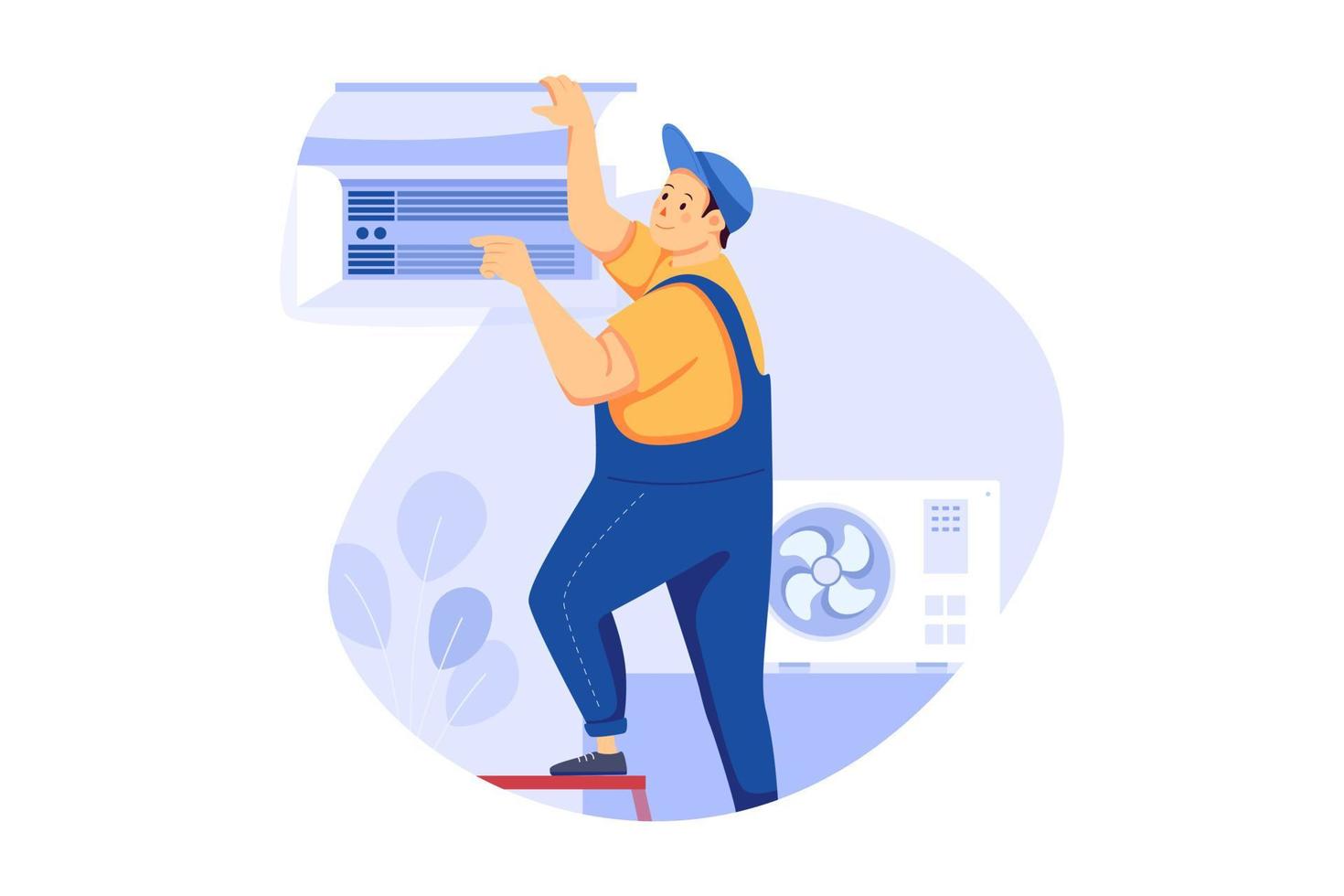 Install Air Conditioner Illustration concept vector