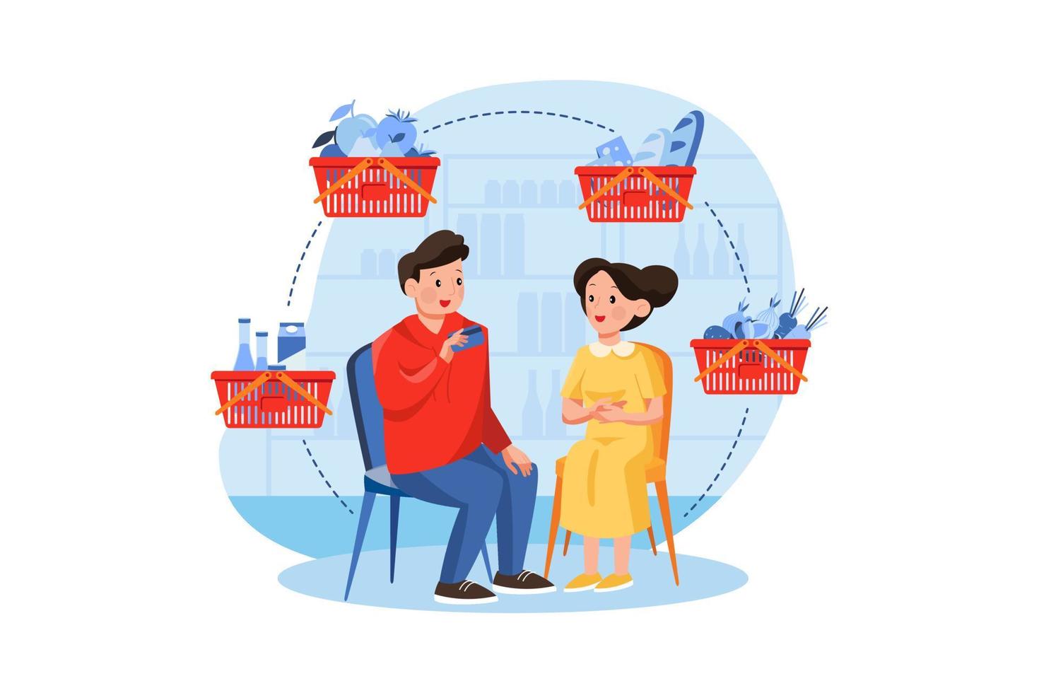 Couple Doing Online Payment Using The Card vector
