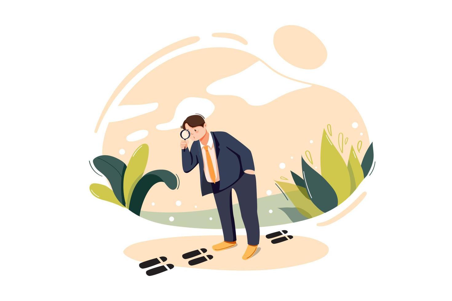 Businessman searching footprint vector