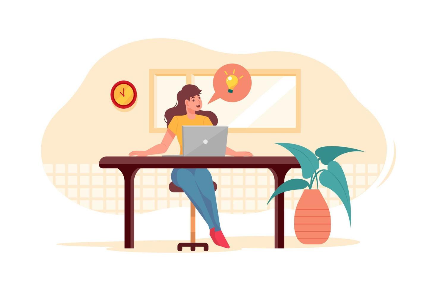 Businesswoman working on startup plan vector