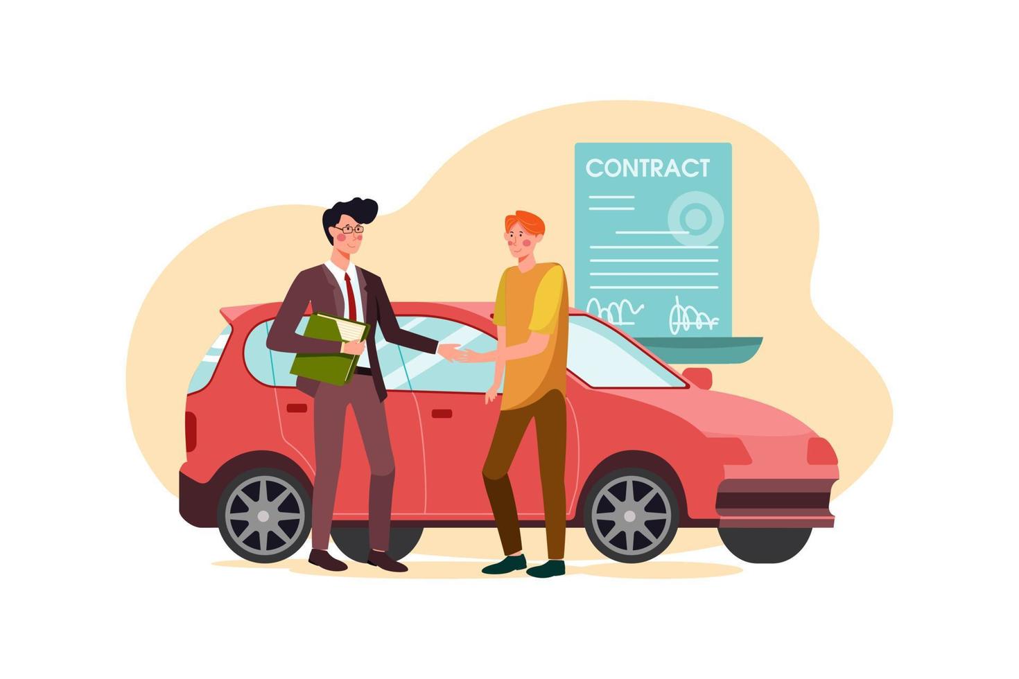 Car dealership seller greeting customer vector
