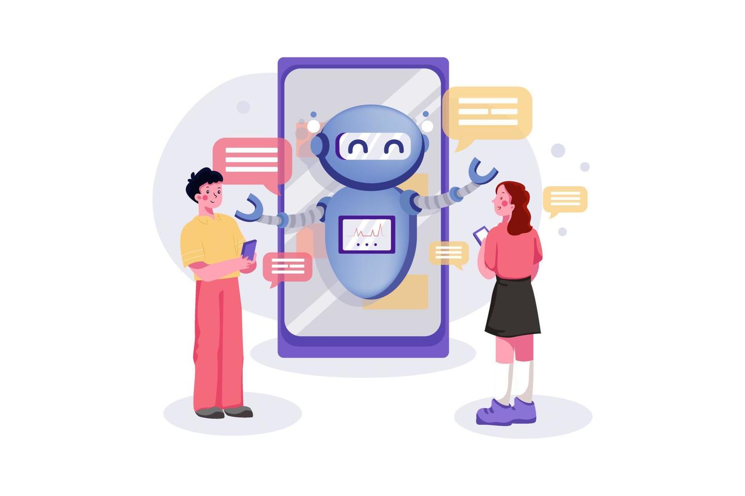 Chat Bot Messenger Illustration Concept vector