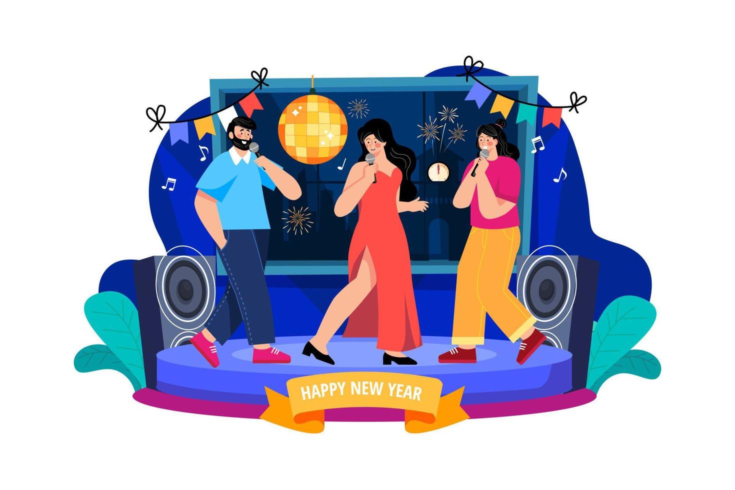 Happy new year Illustration concept. Flat illustration isolated on white background vector