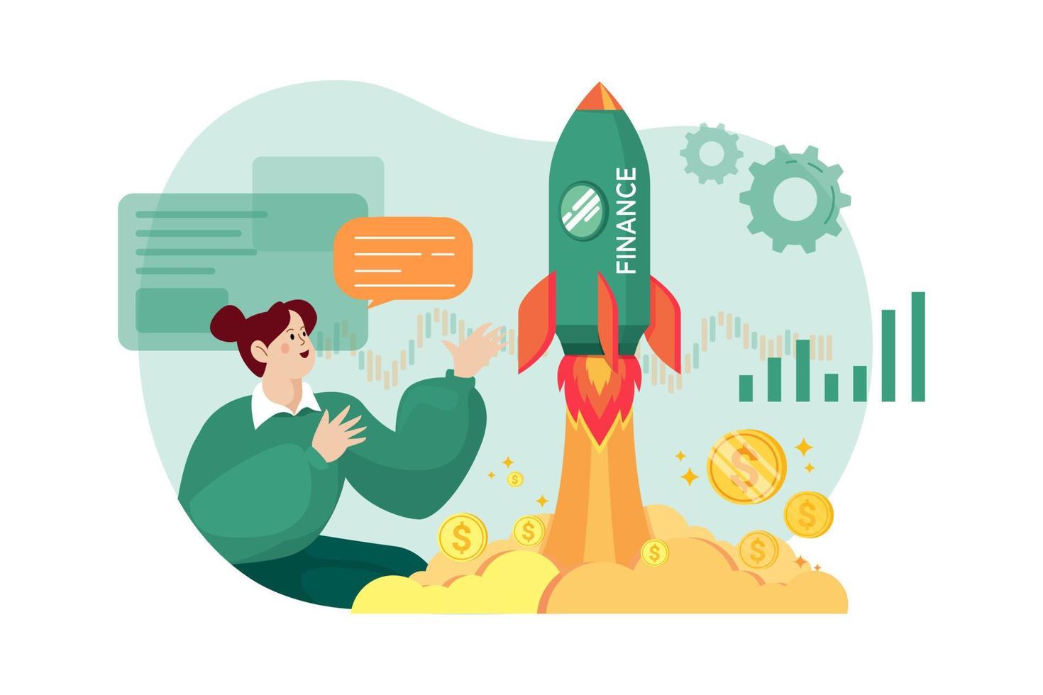 Finance Growth Flat Illustrations Concept vector