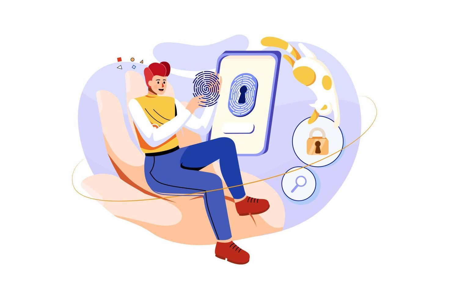 Fingerprint Security Flat Illustrations Concept vector