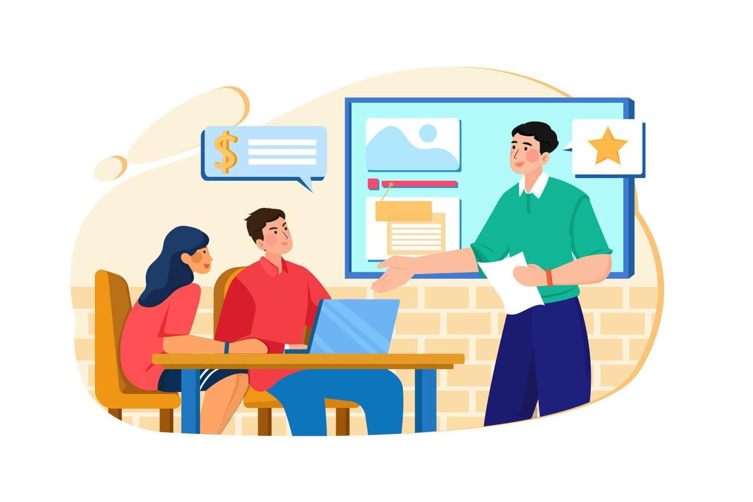 Startup company team meeting vector