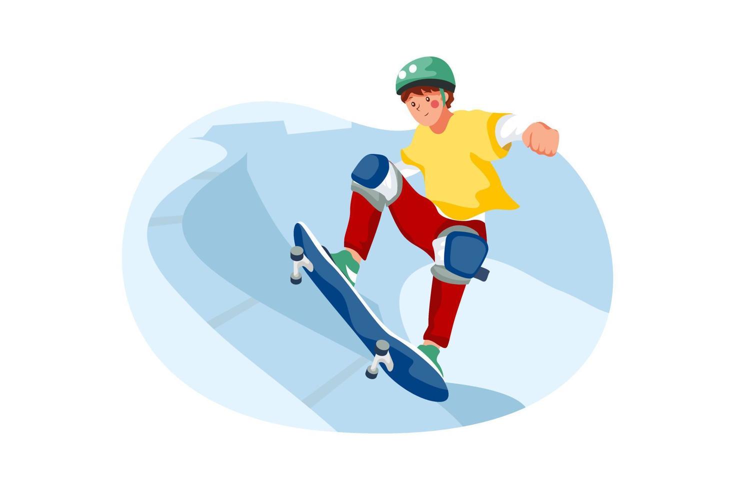 Skateboarding Flat Illustrations ConCept vector