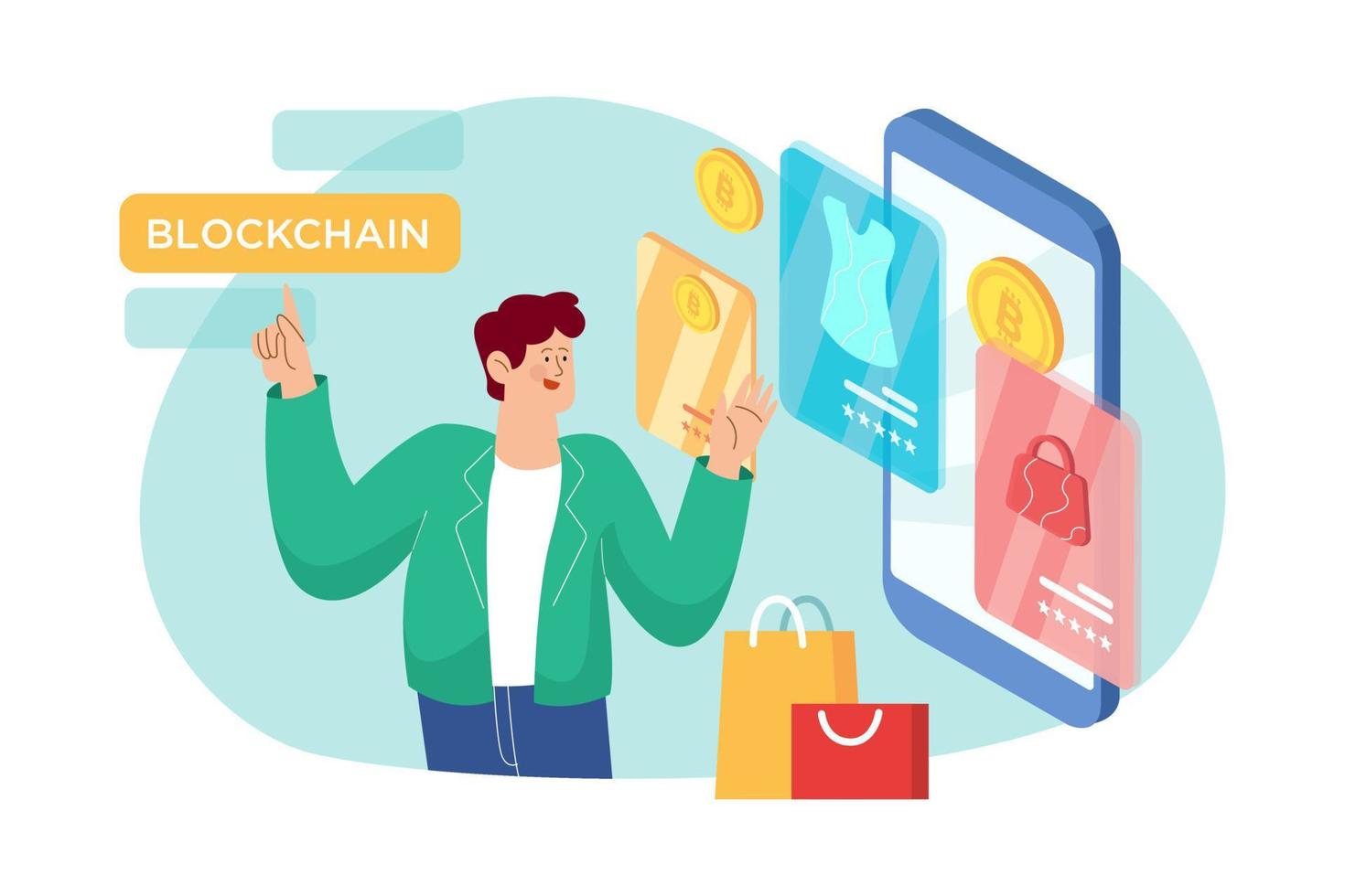 plataforma blockchain para comercio electrónico vector