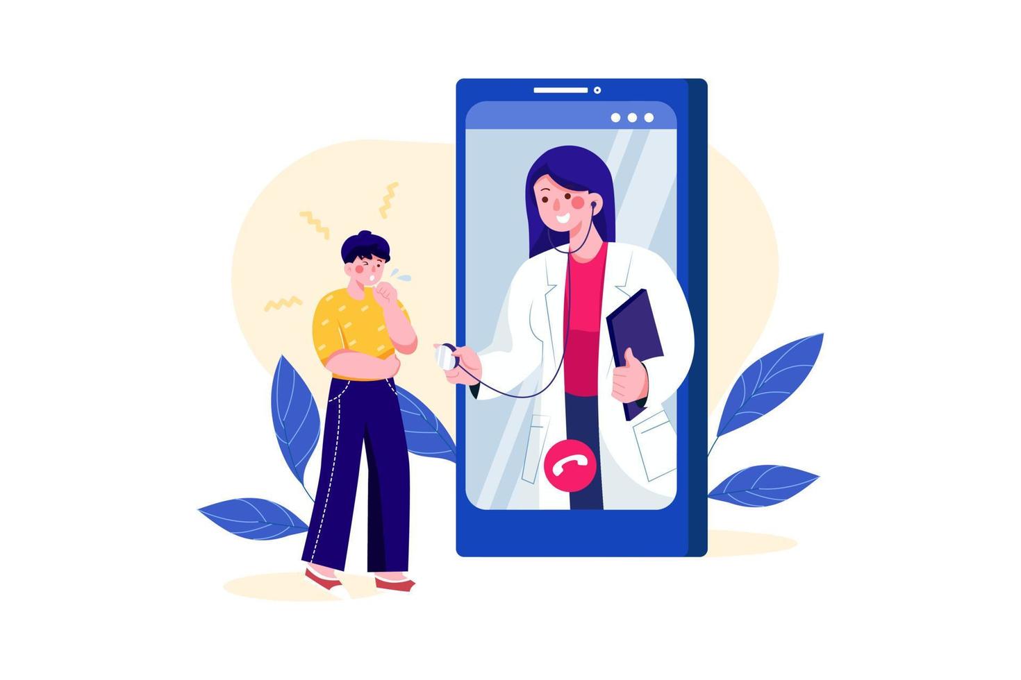 Online health checkup Flat Illustrations Concept vector