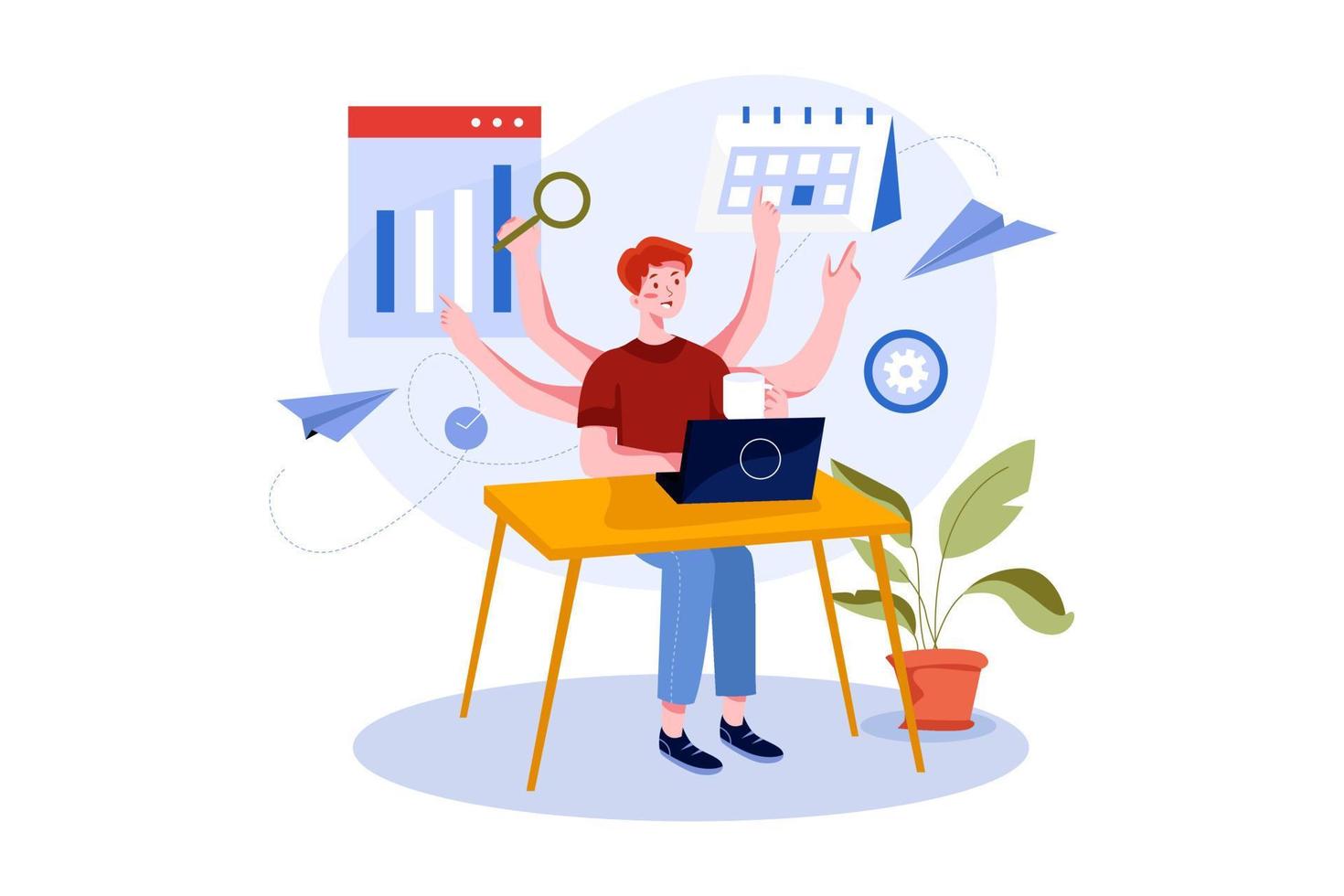 Multitasking Flat Illustrations Concept vector