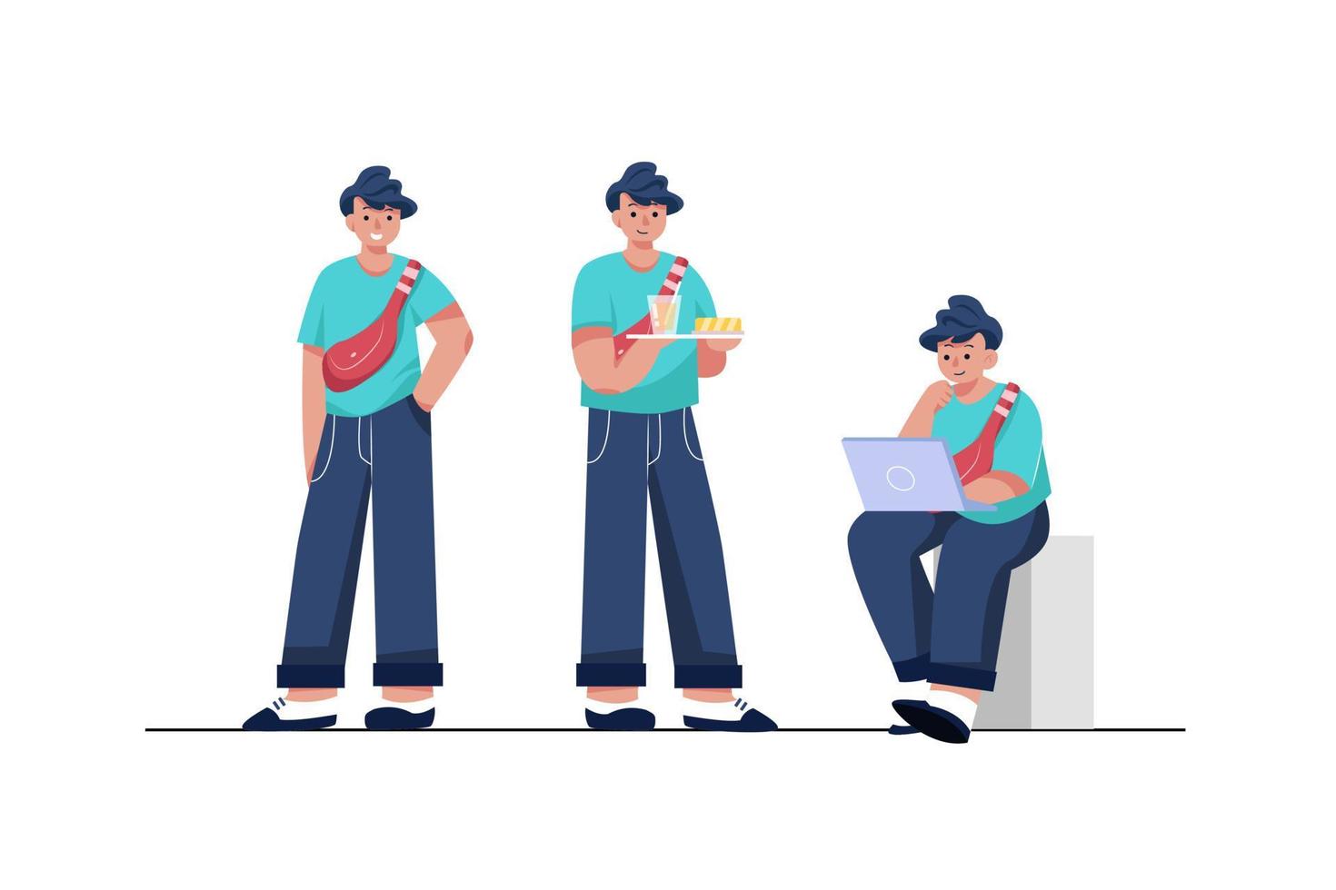 Character Poses Flat Illustrations Concept vector