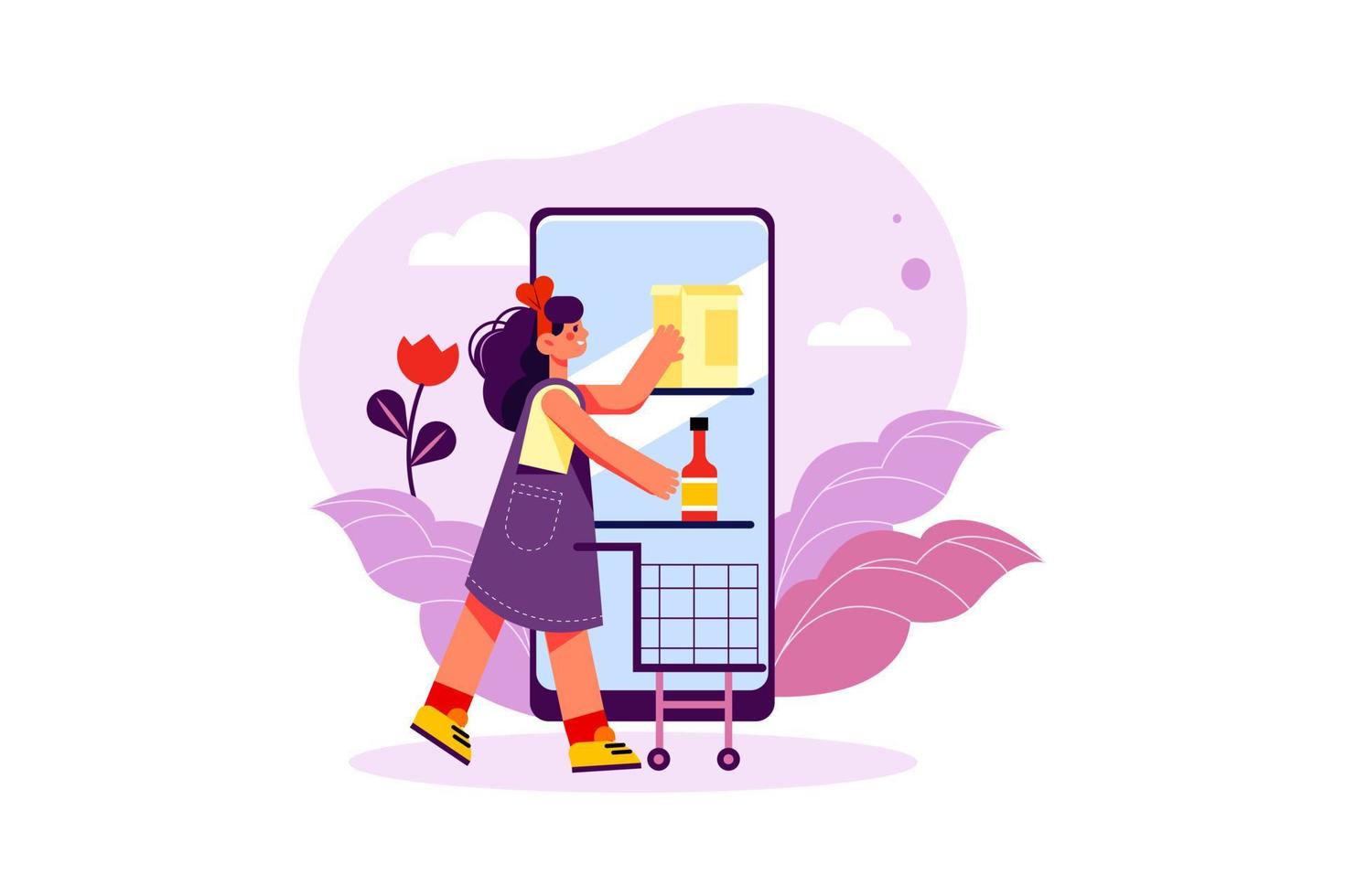 Woman Doing Online Shopping vector