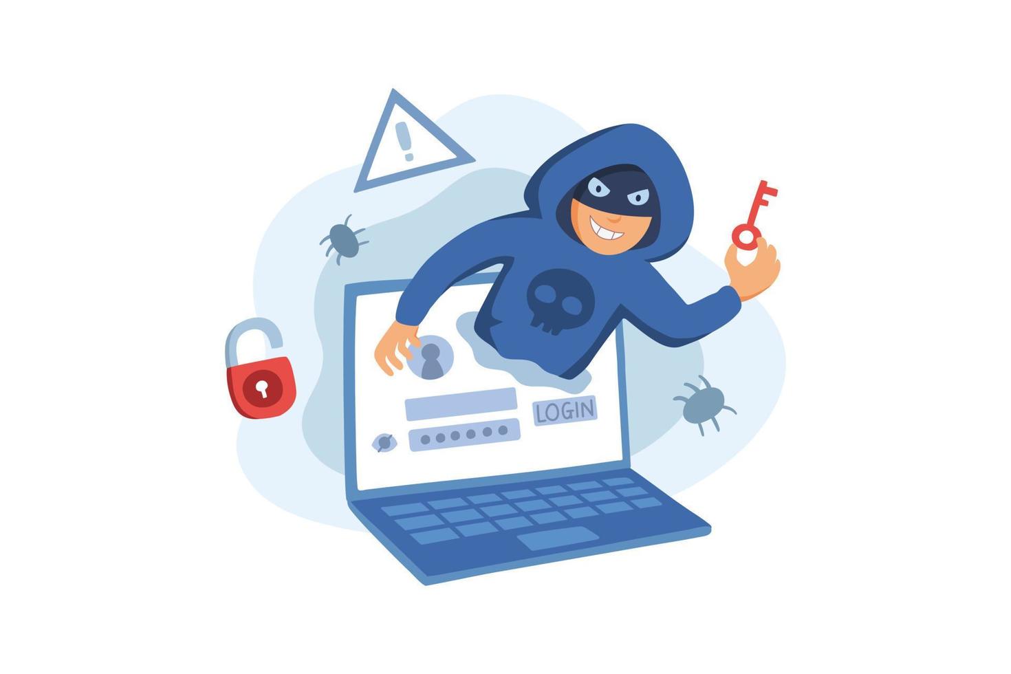 Account Hacking Flat Illustrations Concept vector