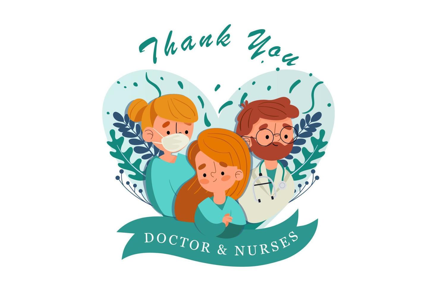 Thank you doctors and nurses Illustration concept. Flat illustration isolated on white background vector