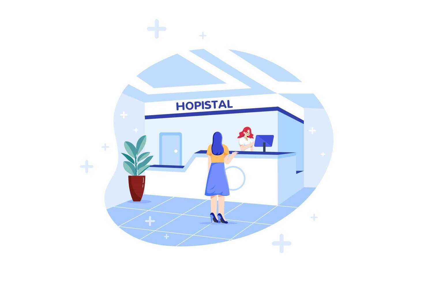 concepto de ilustración de recepción de hospital vector