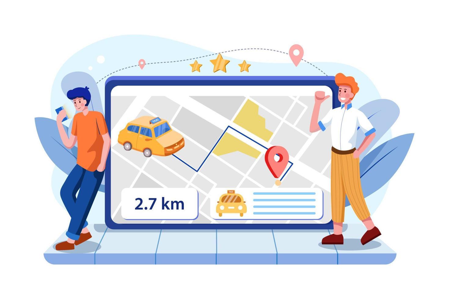Online mobile taxi service app. Taxi in mobile and navigation or location city map vector