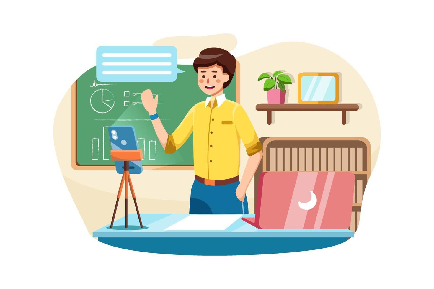 Live coach blogger streaming online by smartphone vector