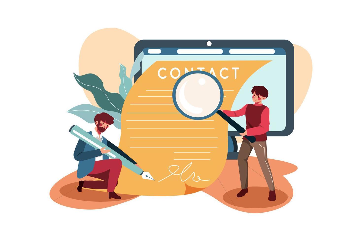 Business mans checking the contract vector