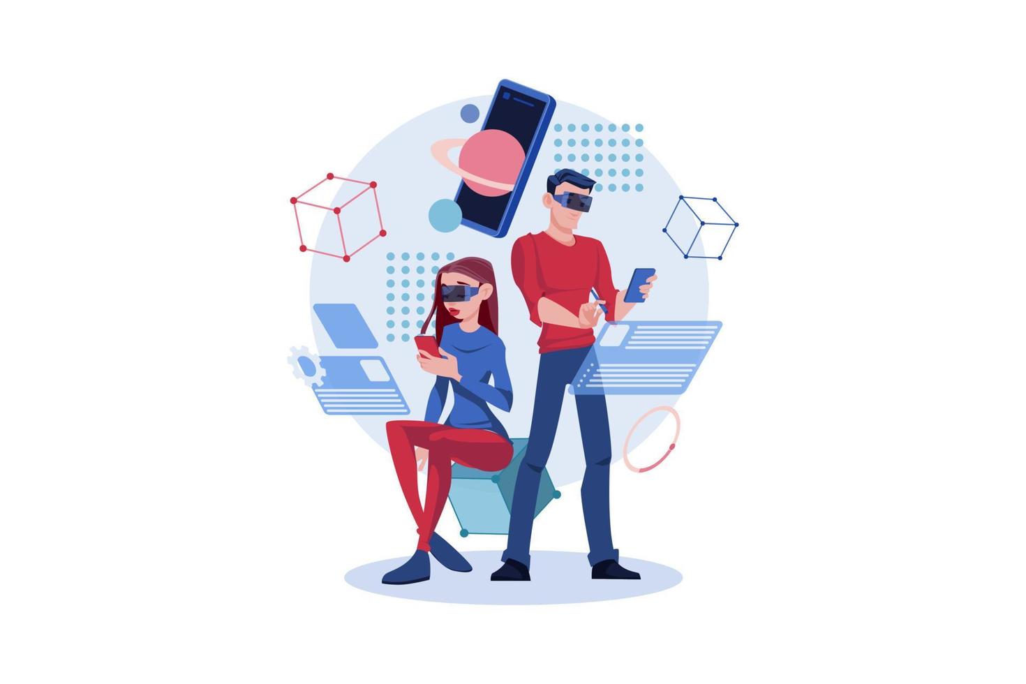 desarrolladores trabajando en blockchain virtual vector