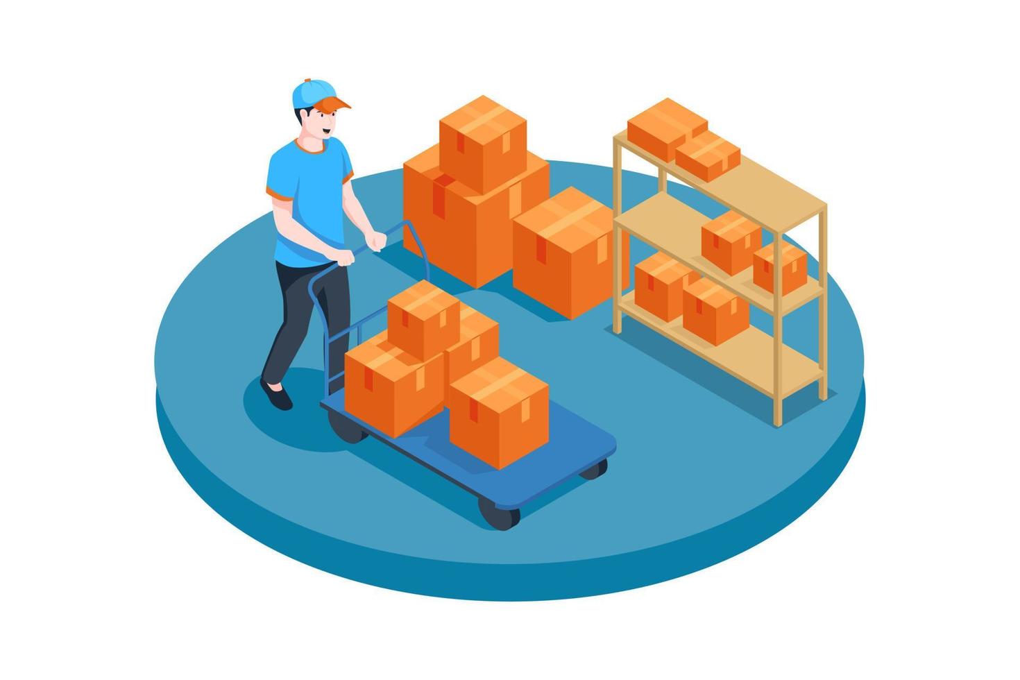 Ground Cargo flat Illustration concept vector