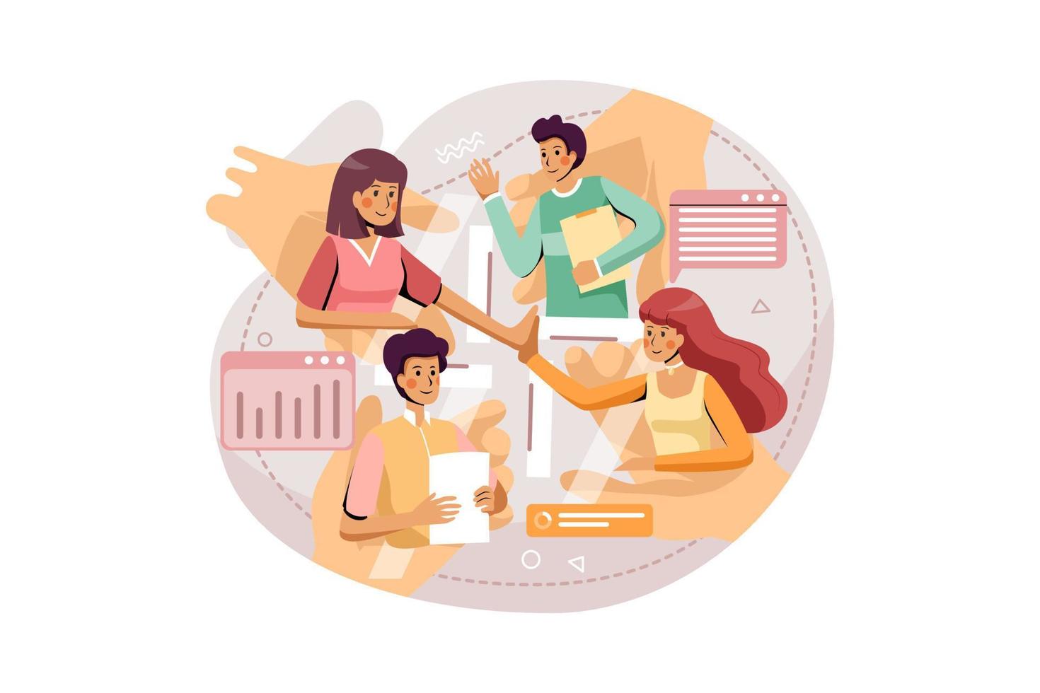 A company use online meeting for discussing their business vector