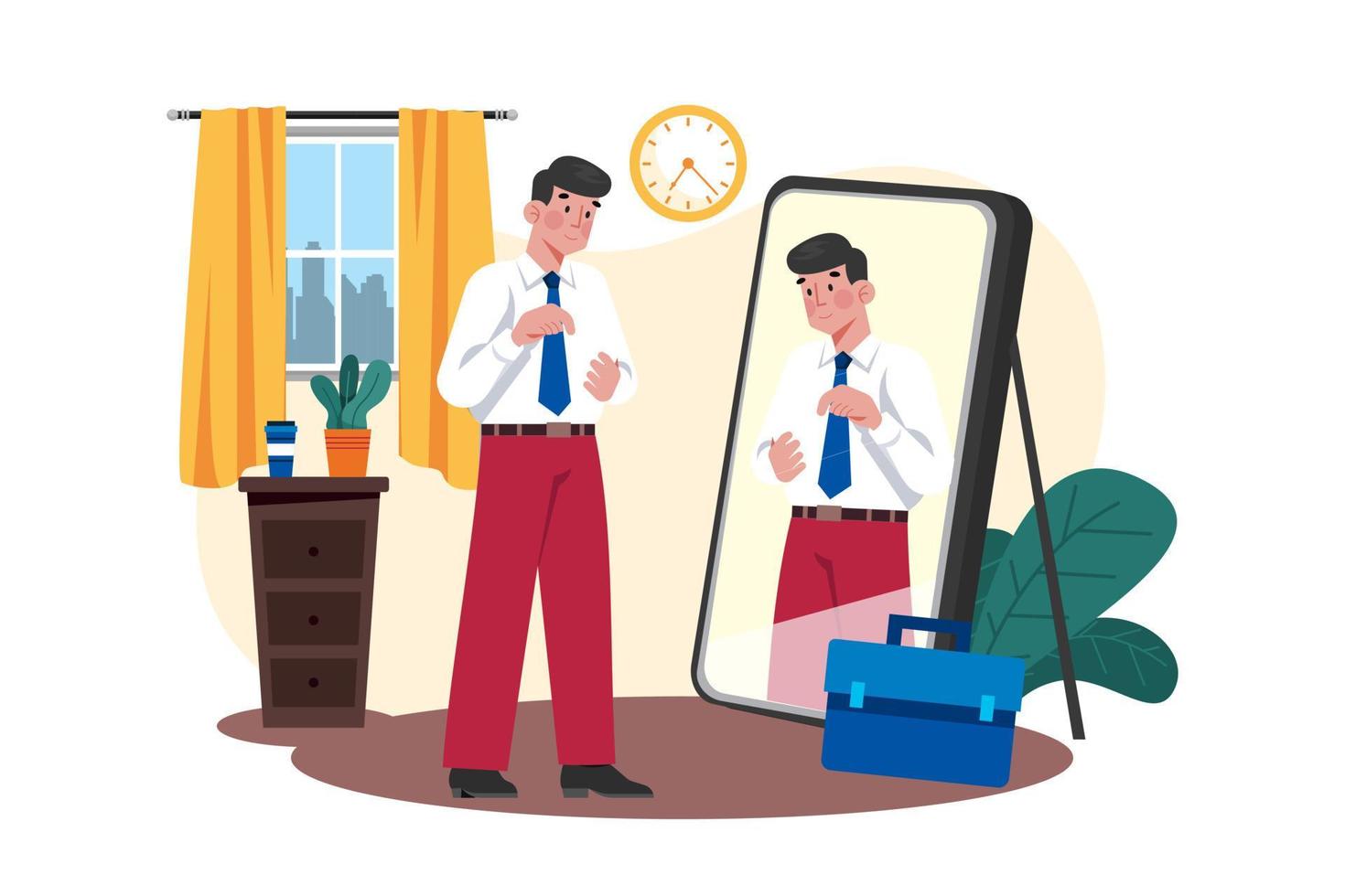 Man getting ready for office vector