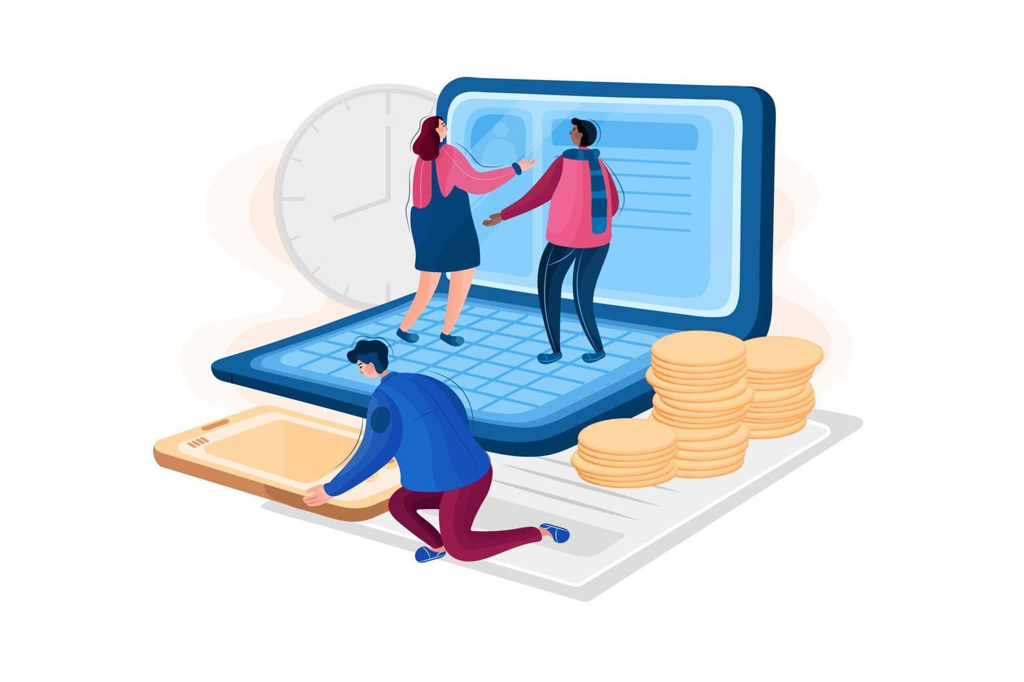 Teamwork flat Illustration concept vector