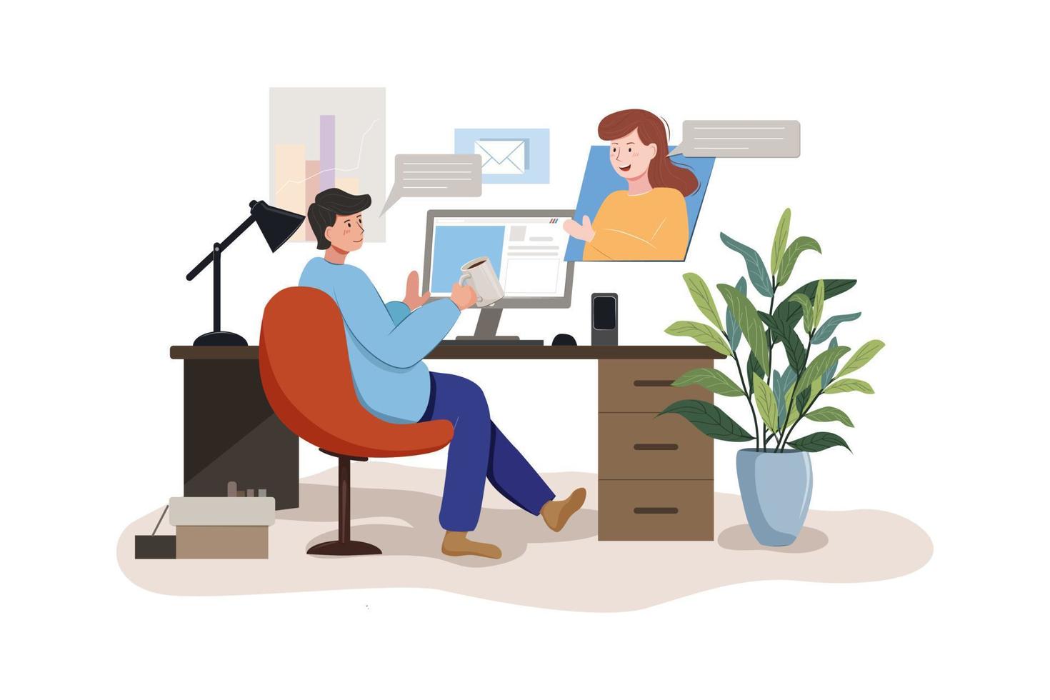 Work from homeWork from home Illustration concept. Flat illustration isolated on white background vector