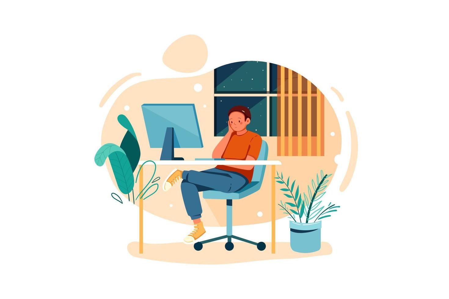 Male application tester doing final check-up of app Illustration vector