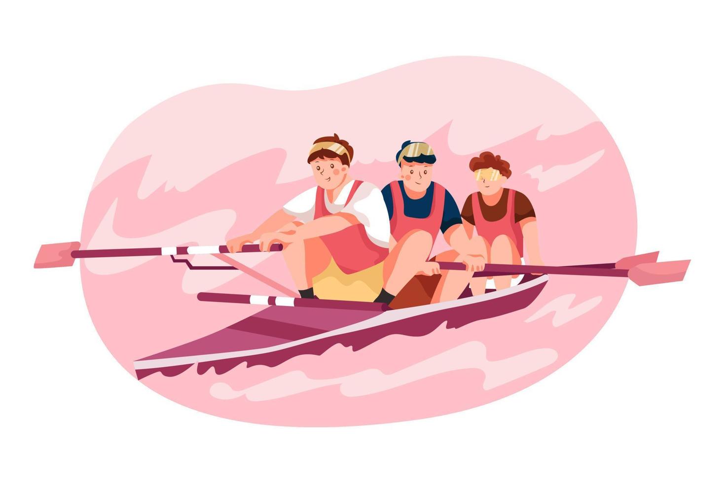 Rowing Flat Illustrations ConCept vector
