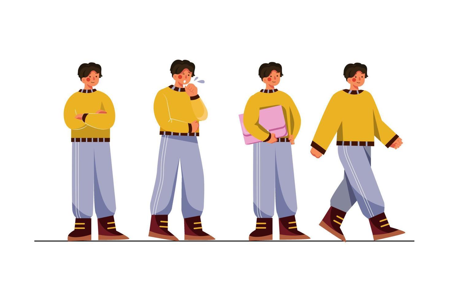 Character Poses Flat Illustrations Concept vector