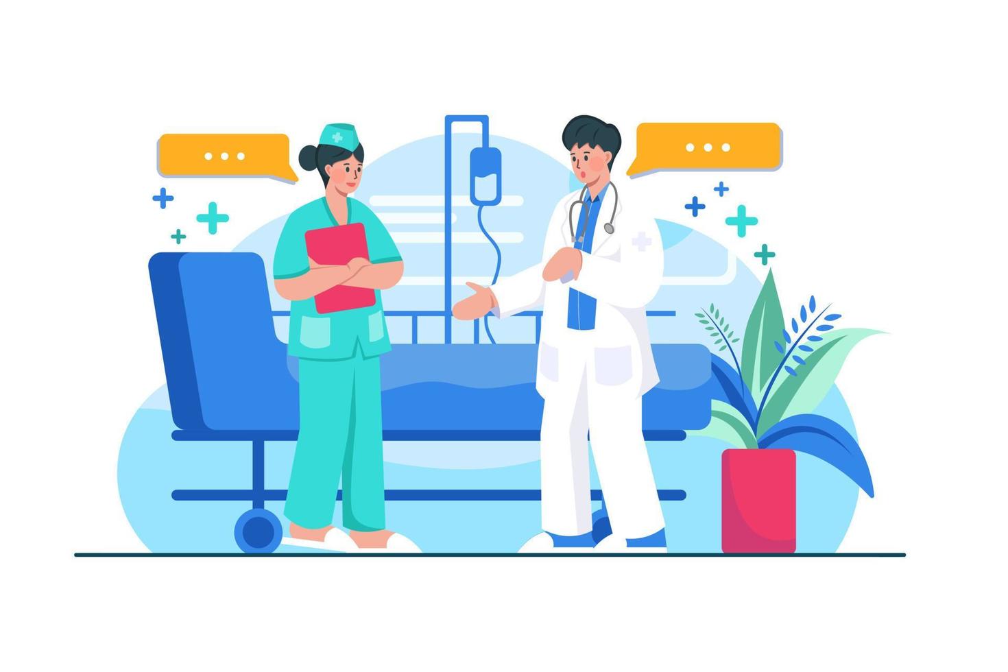 Nurses Discuss With A Doctor Illustration Concept vector