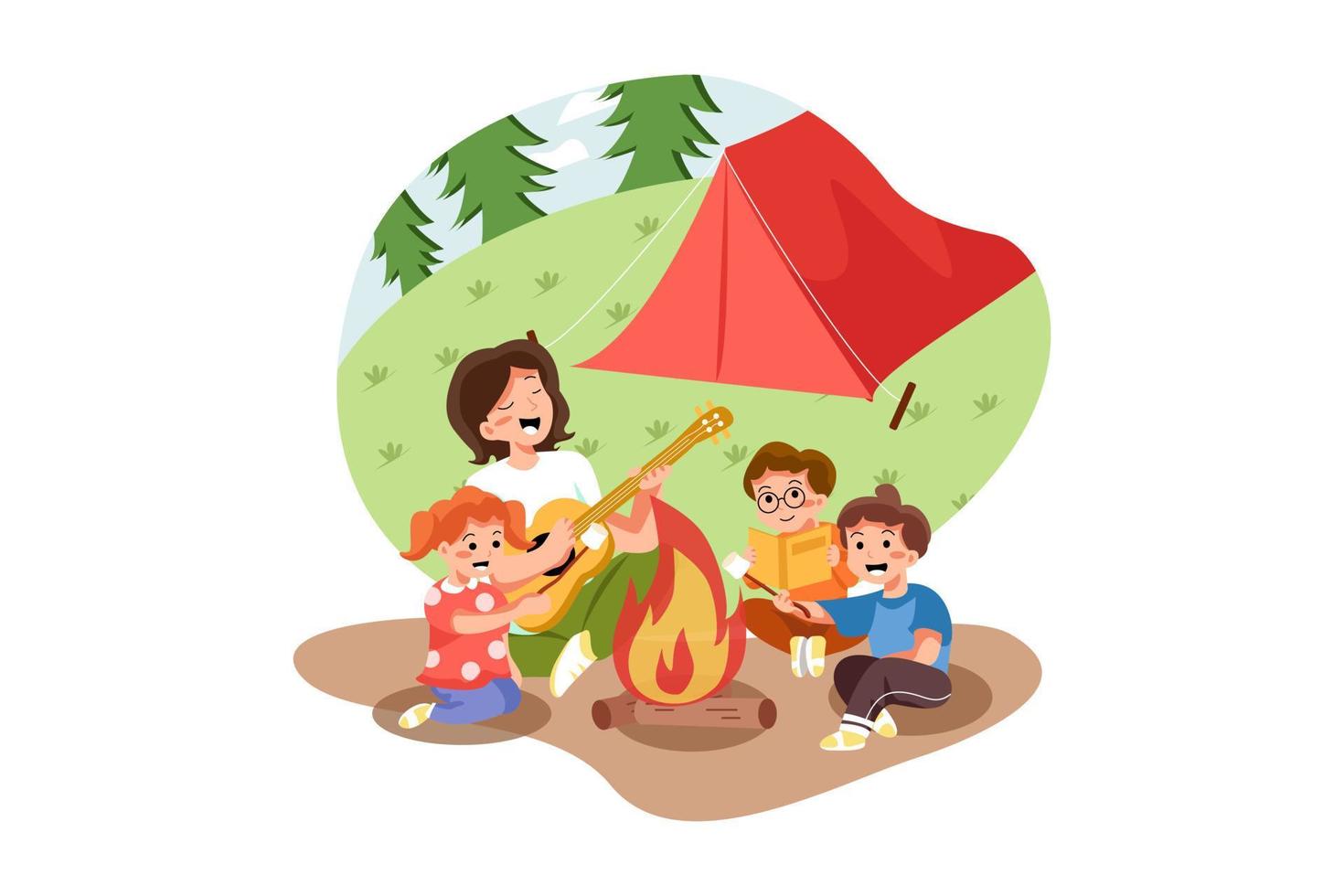 Kids Enjoying Picnic vector