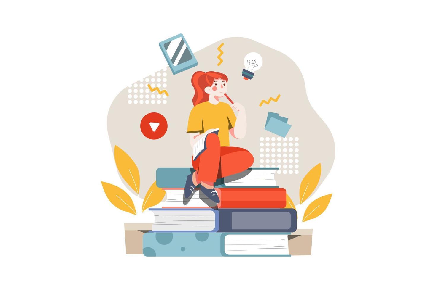 Educational Resource Flat Illustrations Concept vector