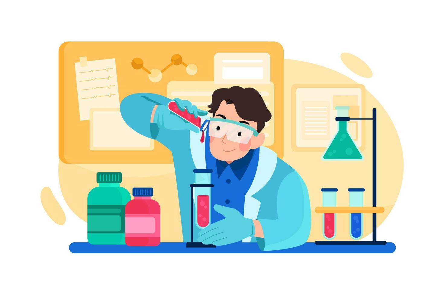 Scientist man working in the laboratory vector