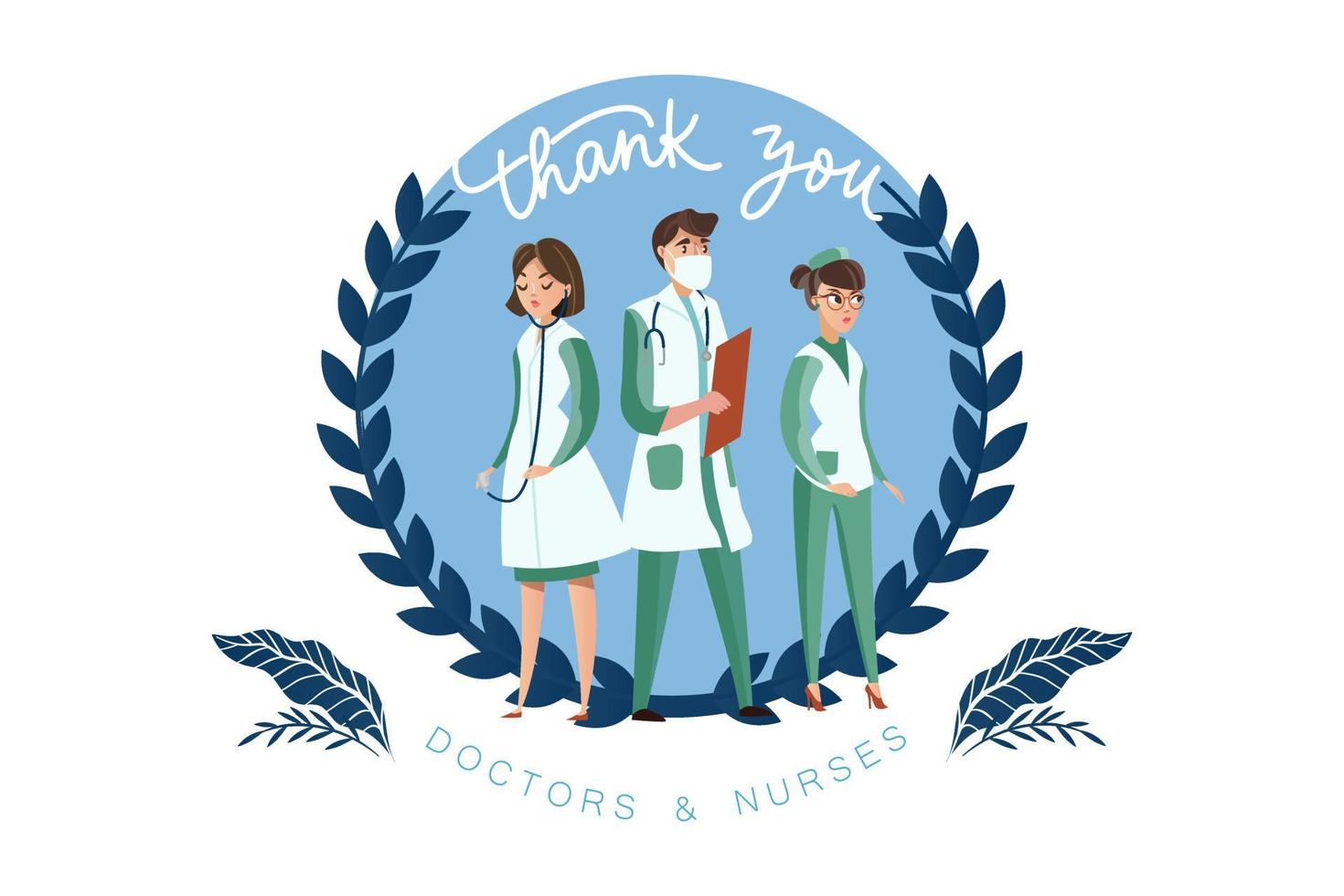 Thank you doctors and nurses Illustration concept. Flat illustration isolated on white background vector