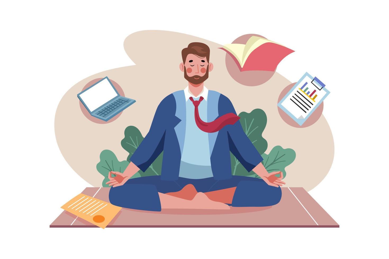 hombre de negocios haciendo meditación vector