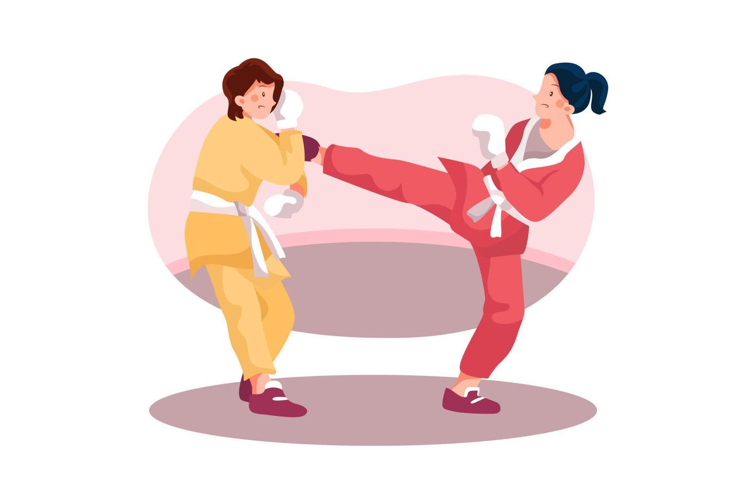 concepto de ilustraciones planas de karate kumite vector