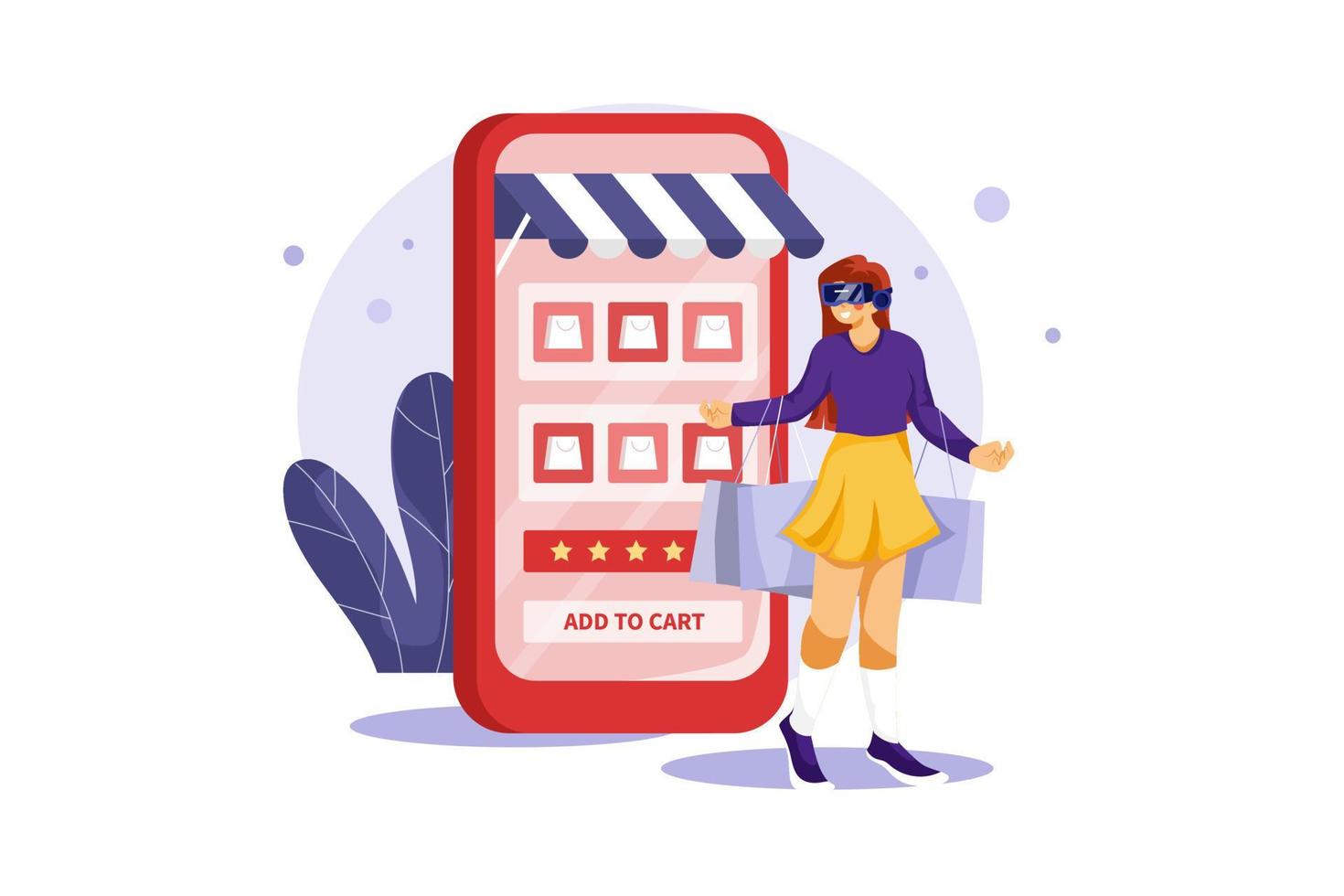 compras usando tecnología virtual vector